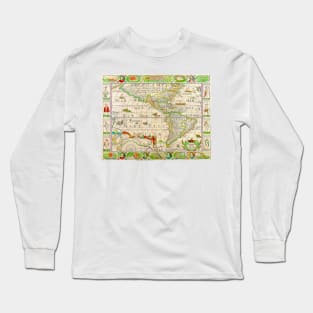 Pieter Van Den Keere - Map of America 1652 -  Ancient Worlds Long Sleeve T-Shirt